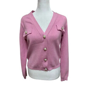 Philosophy Pearl Button Pink Cardigan Sweater Size Small Sorority Barbie Preppy